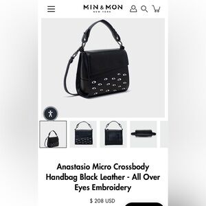 Min & Mon black Anastasio micro crossbody leather bag- eyes all over